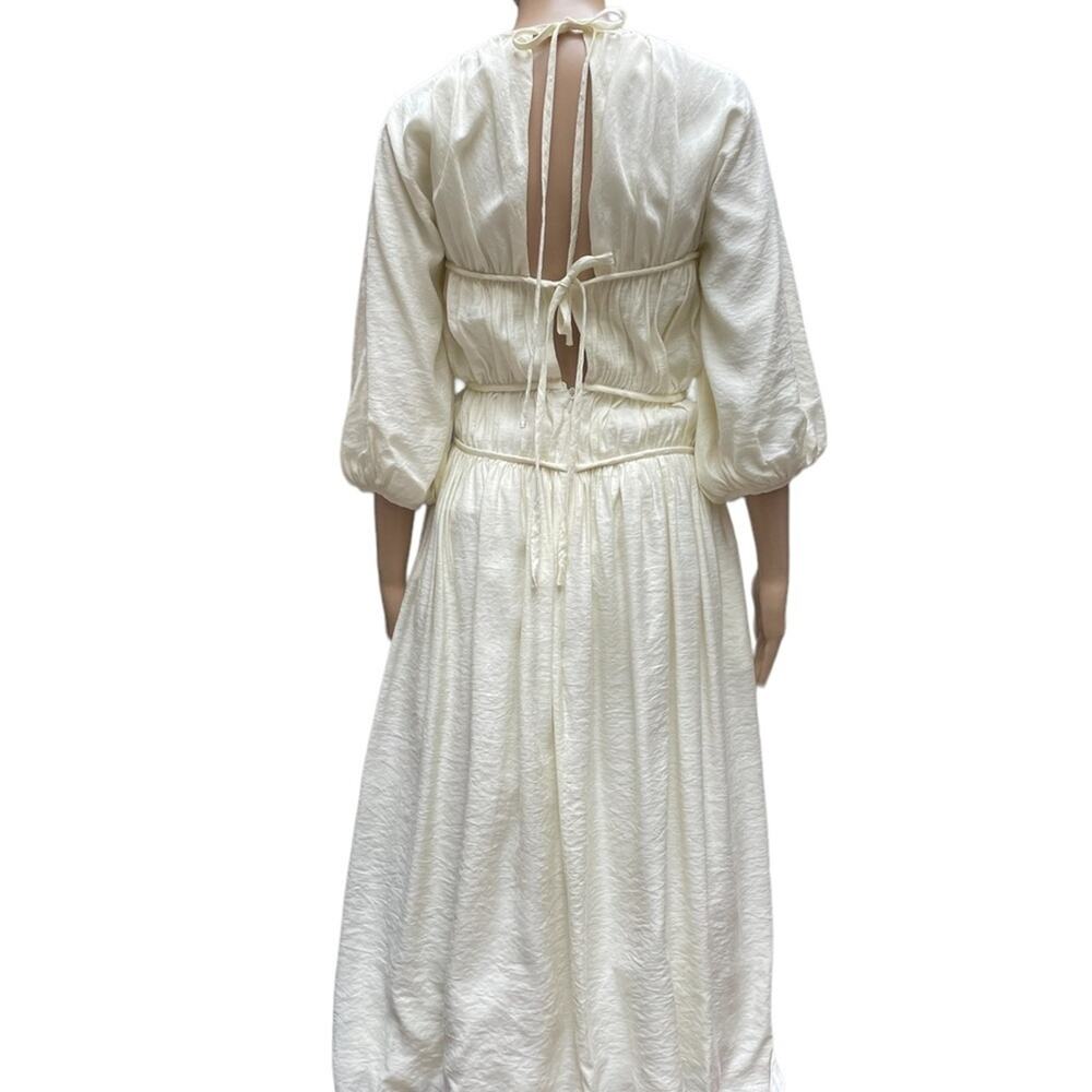 NWT ASOS EDITION Smock Peasant Midi Dress Womens O Cream - Picture 2 of 16